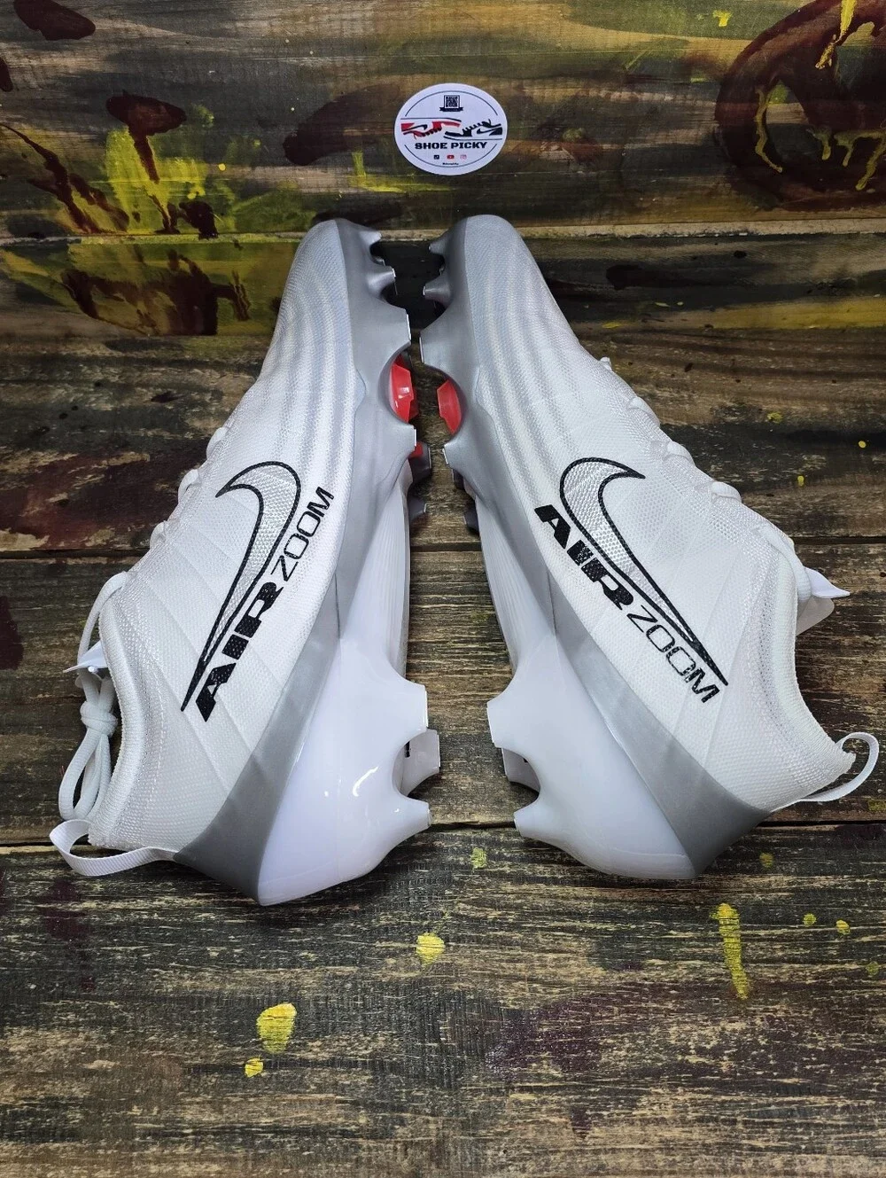 Nike Vapor Elite 1 Football Cleats White Metallic Silver FB3288-100 Men’s Sz 12
